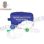 REUSABLE SILICONE RESUSCITATION BAG : CHILD 500 ML, WITH 40 CM H2O PRESSURE RELIEF, AIR CUSHION FACE MASK # 2, RESERVOIR BAG 1800 ML WITH VALVE, 2M 02 TUBING ( MFRS-9)